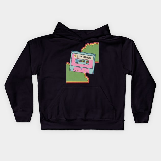 vintage cassette tape Eros Ramazzoti Kids Hoodie by Little Foxnice